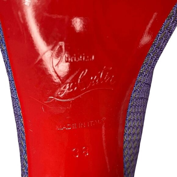 Christian Louboutin Fetilo 120 Lavender Patent Leather Fishnet Pumps EU 38 US 8 - Picture 10 of 11